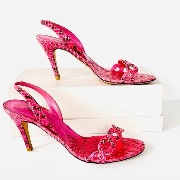 Dolce & Gabbana pink snakeskin sandals 37.5 - Picture 1 of 12